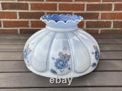 14 Vtg Turquoise Blue Glass Lamp Shade Dome for Hanging Oil Library Victorian