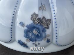 14 Vtg Turquoise Blue Glass Lamp Shade Dome for Hanging Oil Library Victorian