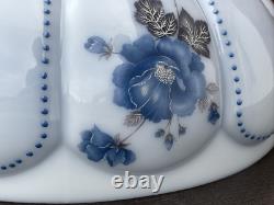 14 Vtg Turquoise Blue Glass Lamp Shade Dome for Hanging Oil Library Victorian