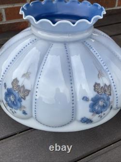 14 Vtg Turquoise Blue Glass Lamp Shade Dome for Hanging Oil Library Victorian