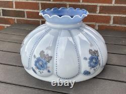 14 Vtg Turquoise Blue Glass Lamp Shade Dome for Hanging Oil Library Victorian