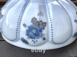 14 Vtg Turquoise Blue Glass Lamp Shade Dome for Hanging Oil Library Victorian