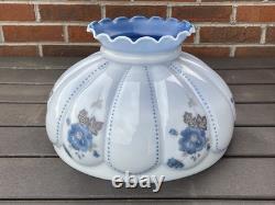 14 Vtg Turquoise Blue Glass Lamp Shade Dome for Hanging Oil Library Victorian