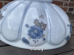 14 Vtg Turquoise Blue Glass Lamp Shade Dome for Hanging Oil Library Victorian