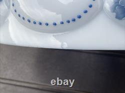 14 Vtg Turquoise Blue Glass Lamp Shade Dome for Hanging Oil Library Victorian