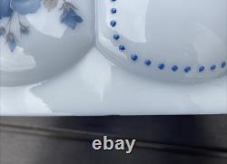 14 Vtg Turquoise Blue Glass Lamp Shade Dome for Hanging Oil Library Victorian