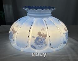 14 Vtg Turquoise Blue Glass Lamp Shade Dome for Hanging Oil Library Victorian