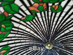 15 Tall Tiffany Style Leaded Stained Glass Lamp Shade Water Lily Pond Lotus VTG