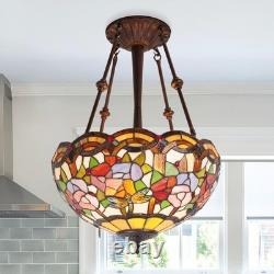 16 In Tiffany Glass Lighting Fixture, 3-head Dragonfly Flower Pendant Light, New