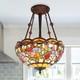 16 In Tiffany Glass Lighting Fixture, 3-head Dragonfly Flower Pendant Light, New
