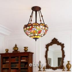 16 In Tiffany Glass Lighting Fixture, 3-head Dragonfly Flower Pendant Light, New