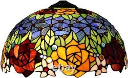 16 Inch Tiffany Style Stained Glass Lamp Shade Replacement Vintage Rose Lampshad