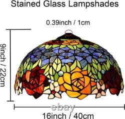 16 Inch Tiffany Style Stained Glass Lamp Shade Replacement Vintage Rose Lampshad