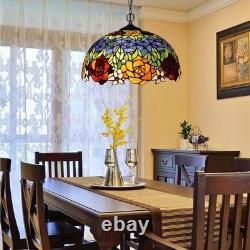 16 Inch Tiffany Style Stained Glass Lamp Shade Replacement Vintage Rose Lampshad