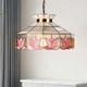 16 Inch Vintage Colored Single Head Glass Lamp, Bedroom Pink Lace Pendant Light