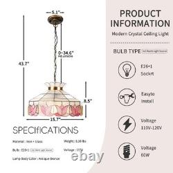 16 Inch Vintage Colored Single Head Glass Lamp, Bedroom Pink Lace Pendant Light