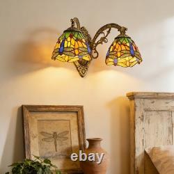 16''Retro Lighting, Double Headed Orange Dragonfly Wall Light, Mirror Headlights
