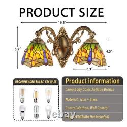 16''Retro Lighting, Double Headed Orange Dragonfly Wall Light, Mirror Headlights