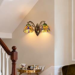 16''Retro Lighting, Double Headed Orange Dragonfly Wall Light, Mirror Headlights