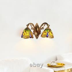 16''Retro Lighting, Double Headed Orange Dragonfly Wall Light, Mirror Headlights