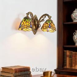 16''Retro Lighting, Double Headed Orange Dragonfly Wall Light, Mirror Headlights