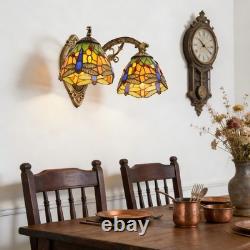 16''Retro Lighting, Double Headed Orange Dragonfly Wall Light, Mirror Headlights