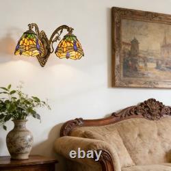 16''Retro Lighting, Double Headed Orange Dragonfly Wall Light, Mirror Headlights