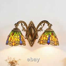 16''Retro Lighting, Double Headed Orange Dragonfly Wall Light, Mirror Headlights
