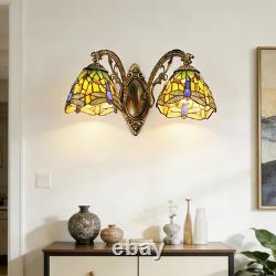 16''Retro Lighting, Double Headed Orange Dragonfly Wall Light, Mirror Headlights