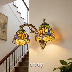 16''Retro Lighting, Double Headed Orange Dragonfly Wall Light, Mirror Headlights
