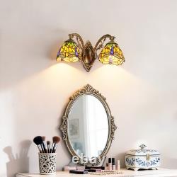 16''Retro Lighting, Double Headed Orange Dragonfly Wall Light, Mirror Headlights