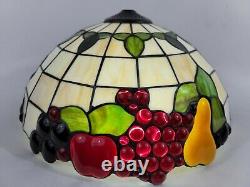 16 Vtg Art & Craft Slag Stained Glass Table Lamp Shade Tiffany Style (Fruit)