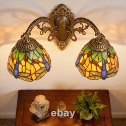 17'Double Headed Orange Dragonfly Lampshade Wall Lamp, Tiffany Entrance New Lamp