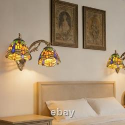 17'Double Headed Orange Dragonfly Lampshade Wall Lamp, Tiffany Entrance New Lamp