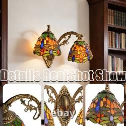 17'Double Headed Orange Dragonfly Lampshade Wall Lamp, Tiffany Entrance New Lamp