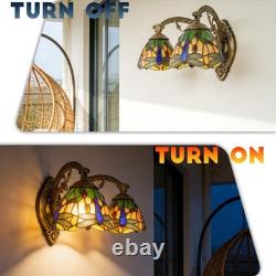 17'Double Headed Orange Dragonfly Lampshade Wall Lamp, Tiffany Entrance New Lamp