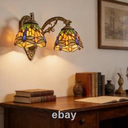 17'Double Headed Orange Dragonfly Lampshade Wall Lamp, Tiffany Entrance New Lamp