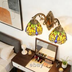17'Double Headed Orange Dragonfly Lampshade Wall Lamp, Tiffany Entrance New Lamp