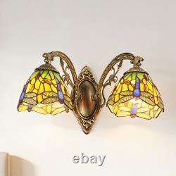17'Double Headed Orange Dragonfly Lampshade Wall Lamp, Tiffany Entrance New Lamp