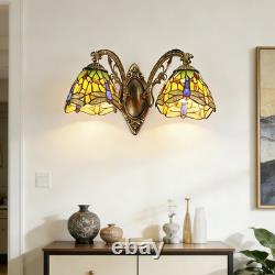 17'Double Headed Orange Dragonfly Lampshade Wall Lamp, Tiffany Entrance New Lamp