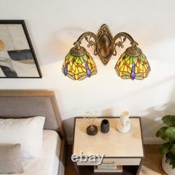 17'Double Headed Orange Dragonfly Lampshade Wall Lamp, Tiffany Entrance New Lamp
