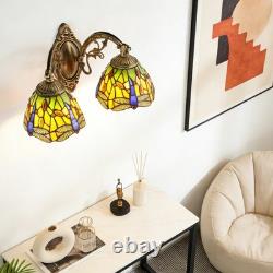 17'Double Headed Orange Dragonfly Lampshade Wall Lamp, Tiffany Entrance New Lamp