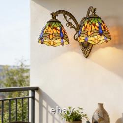 17'Double Headed Orange Dragonfly Lampshade Wall Lamp, Tiffany Entrance New Lamp
