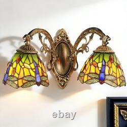 17'Double Headed Orange Dragonfly Lampshade Wall Lamp, Tiffany Entrance New Lamp