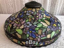 18 1/2 Vintage Wisteria Tiffany Style Stained Glass Lamp Shade