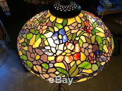 18 1/2 Vintage Wisteria Tiffany Style Stained Glass Lamp Shade