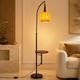18 In Mid Century Floor Lamp With Table Adjustable Arc Standing Lamp Glass Shade