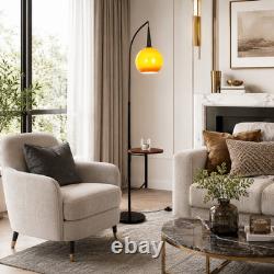 18 In Mid Century Floor Lamp With Table Adjustable Arc Standing Lamp Glass Shade