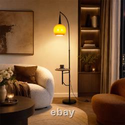 18 In Mid Century Floor Lamp With Table Adjustable Arc Standing Lamp Glass Shade