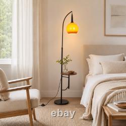 18 In Mid Century Floor Lamp With Table Adjustable Arc Standing Lamp Glass Shade 18 In Mid Century Floor Lamp With Table Adjustable Arc Standing Lamp Glass Shade